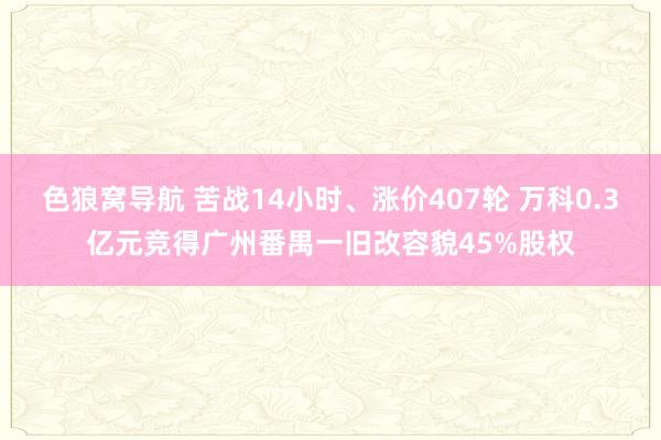 色狼窝导航 苦战14小时、涨价407轮 万科0.3亿元竞得广州番禺一旧改容貌45%股权