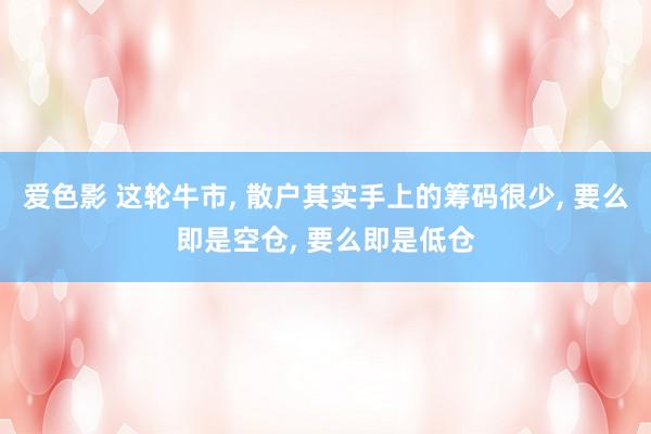 爱色影 这轮牛市， 散户其实手上的筹码很少， 要么即是空仓， 要么即是低仓
