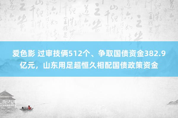 爱色影 过审技俩512个、争取国债资金382.9亿元，山东用足超恒久相配国债政策资金