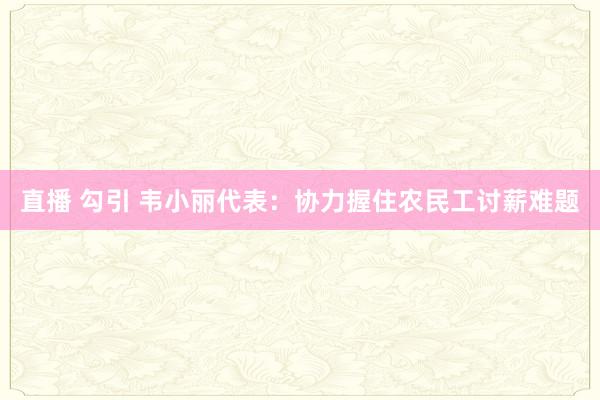直播 勾引 韦小丽代表：协力握住农民工讨薪难题