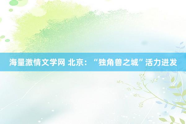 海量激情文学网 北京：“独角兽之城”活力迸发