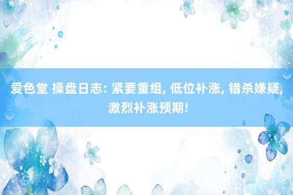 爱色堂 操盘日志: 紧要重组， 低位补涨， 错杀嫌疑， 激烈补涨预期!