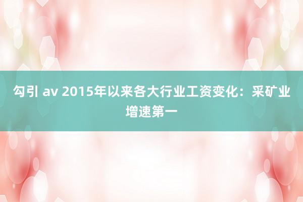 勾引 av 2015年以来各大行业工资变化：采矿业增速第一