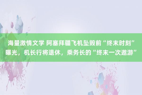 海量激情文学 阿塞拜疆飞机坠毁前“终末时刻”曝光，机长行将退休，乘务长的“终末一次遨游”