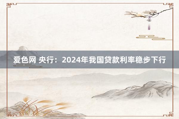 爱色网 央行：2024年我国贷款利率稳步下行