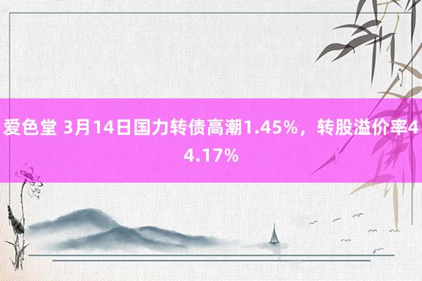 爱色堂 3月14日国力转债高潮1.45%，转股溢价率44.17%