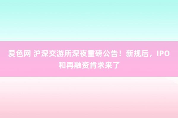 爱色网 沪深交游所深夜重磅公告！新规后，IPO和再融资肯求来了