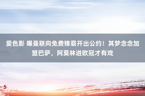 爱色影 曝曼联向免费锋霸开出公约！其梦念念加盟巴萨，阿莫林进欧冠才有戏