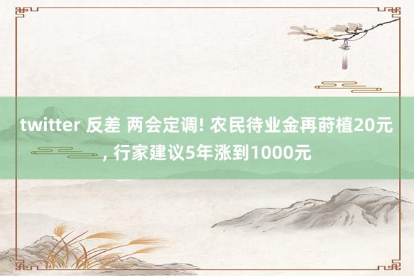 twitter 反差 两会定调! 农民待业金再莳植20元， 行家建议5年涨到1000元