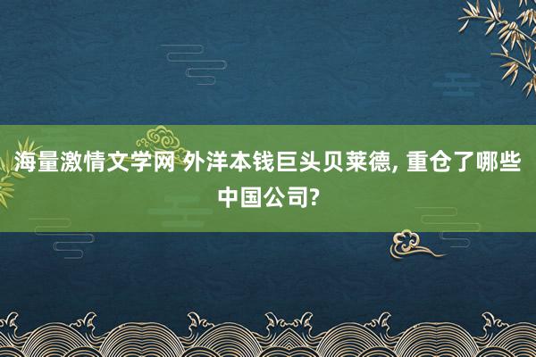 海量激情文学网 外洋本钱巨头贝莱德， 重仓了哪些中国公司?