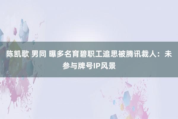 陈凯歌 男同 曝多名育碧职工追思被腾讯裁人：未参与牌号IP风景