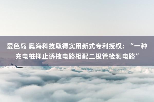 爱色岛 奥海科技取得实用新式专利授权：“一种充电桩抑止诱掖电路相配二极管检测电路”