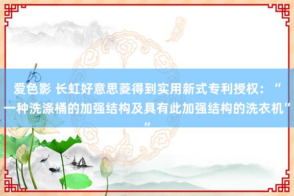 爱色影 长虹好意思菱得到实用新式专利授权：“一种洗涤桶的加强结构及具有此加强结构的洗衣机”