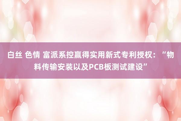 白丝 色情 富派系控赢得实用新式专利授权：“物料传输安装以及PCB板测试建设”