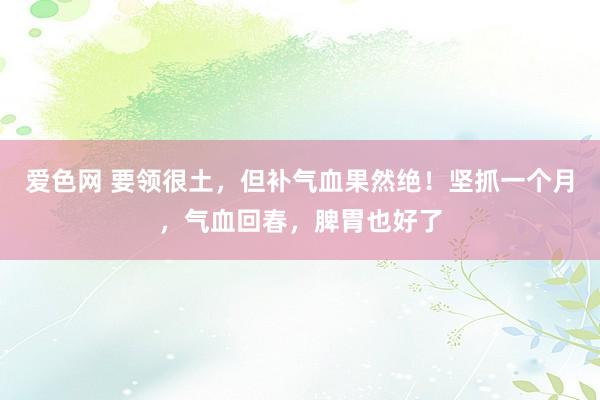 爱色网 要领很土，但补气血果然绝！坚抓一个月，气血回春，脾胃也好了