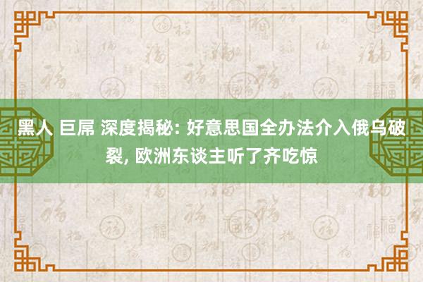 黑人 巨屌 深度揭秘: 好意思国全办法介入俄乌破裂， 欧洲东谈主听了齐吃惊