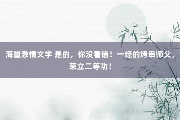 海量激情文学 是的，你没看错！一经的烤串师父，荣立二等功！