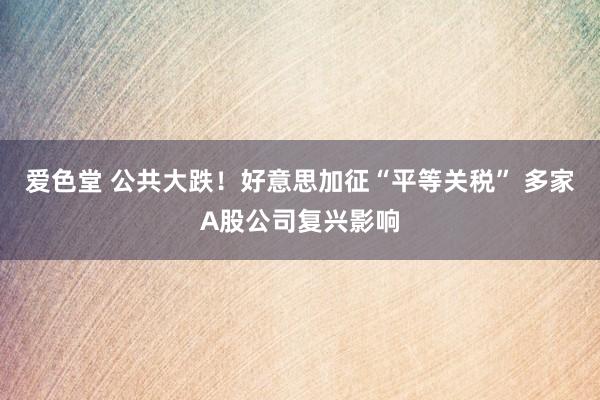 爱色堂 公共大跌！好意思加征“平等关税” 多家A股公司复兴影响