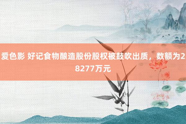 爱色影 好记食物酿造股份股权被鼓吹出质，数额为28277万元