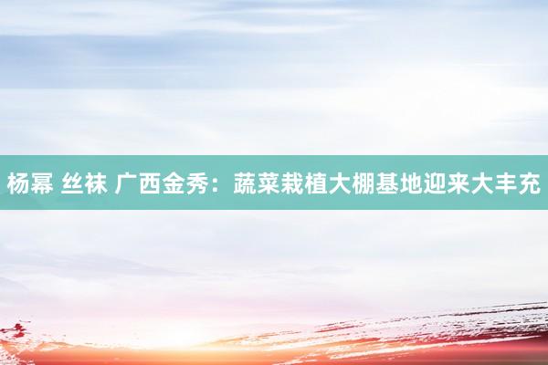 杨幂 丝袜 广西金秀：蔬菜栽植大棚基地迎来大丰充