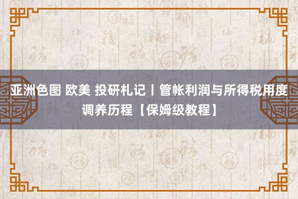 亚洲色图 欧美 投研札记丨管帐利润与所得税用度调养历程【保姆级教程】