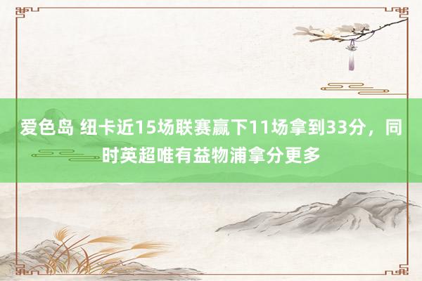 爱色岛 纽卡近15场联赛赢下11场拿到33分，同时英超唯有益物浦拿分更多