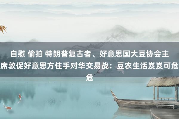 自慰 偷拍 特朗普复古者、好意思国大豆协会主席敦促好意思方住手对华交易战：豆农生活岌岌可危