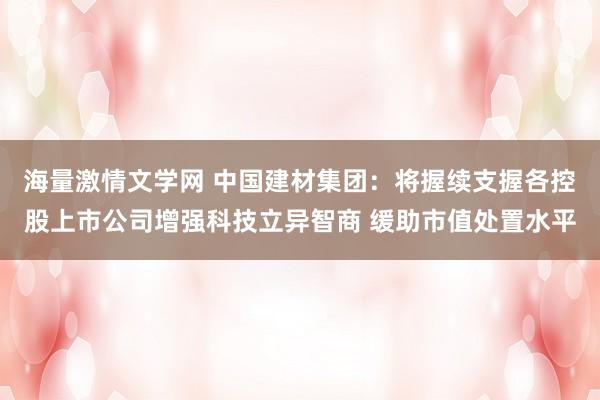 海量激情文学网 中国建材集团：将握续支握各控股上市公司增强科技立异智商 缓助市值处置水平