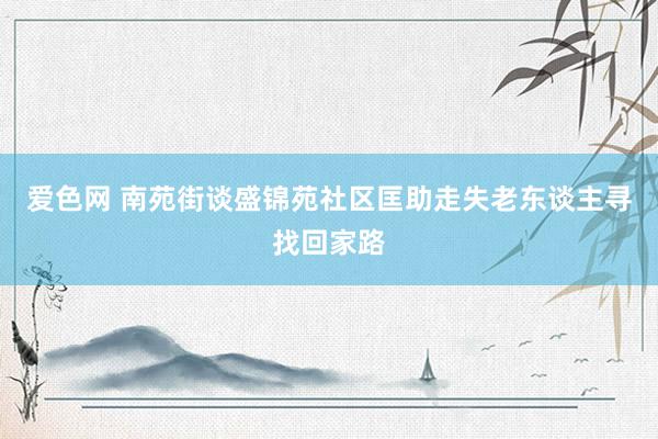 爱色网 南苑街谈盛锦苑社区匡助走失老东谈主寻找回家路