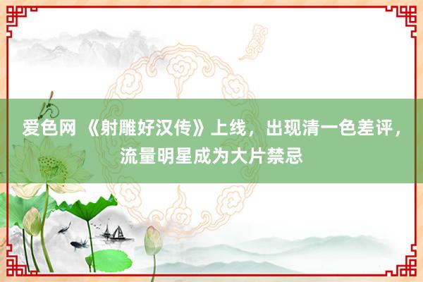爱色网 《射雕好汉传》上线，出现清一色差评，流量明星成为大片禁忌