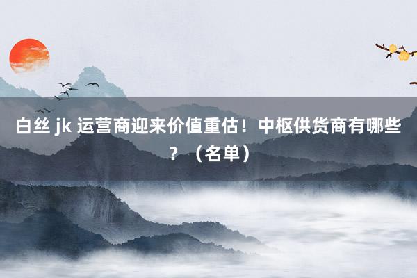 白丝 jk 运营商迎来价值重估！中枢供货商有哪些？（名单）