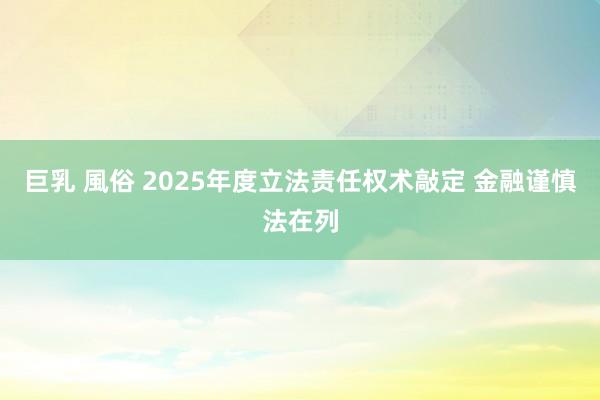 巨乳 風俗 2025年度立法责任权术敲定 金融谨慎法在列